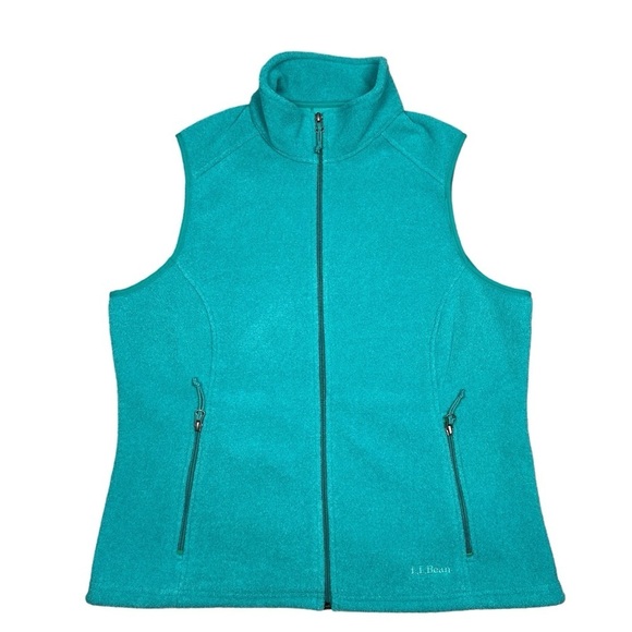 L.L. Bean Polartec Collared Full Zip Fleece Vest Aqua Size Large - Picture 1 of 8